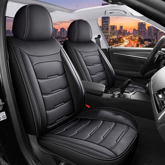 WRWolf Seat Cover Fit for Toyota Tacoma 2016-2024 Waterproof Car Seat Covers Full Set 5 Seats Faux Leather Car Seat Cushion Protector Compatible Airbag,Black