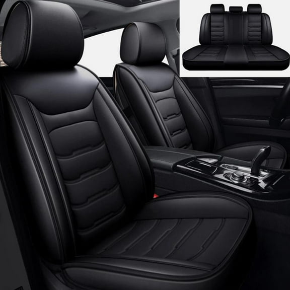 WRWolf Seat Covers Full Set Fit for Ford Focus 2009-2018 Leather Seat Covers Waterproof Seat Protectors Automotive Seat Cushion with Airbag Compatible (5 Seats, Black)