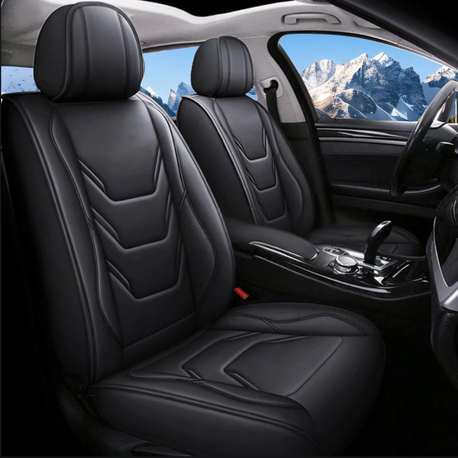WRWolf Seat Covers Full Set Fit for Honda Accord 2003-2017 Leather Seat Covers Waterproof Seat Protectors Automotive Seat Cushion with Airbag Compatible (5 Seats, Black)