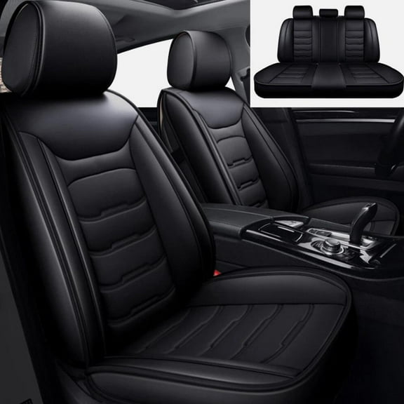 WRWolf Seat Covers Full Set Fit for Hyundai Kona 2018-2025 Leather Seat Covers Waterproof Seat Protectors Automotive Seat Cushion with Airbag Compatible (5 Seats, Black)