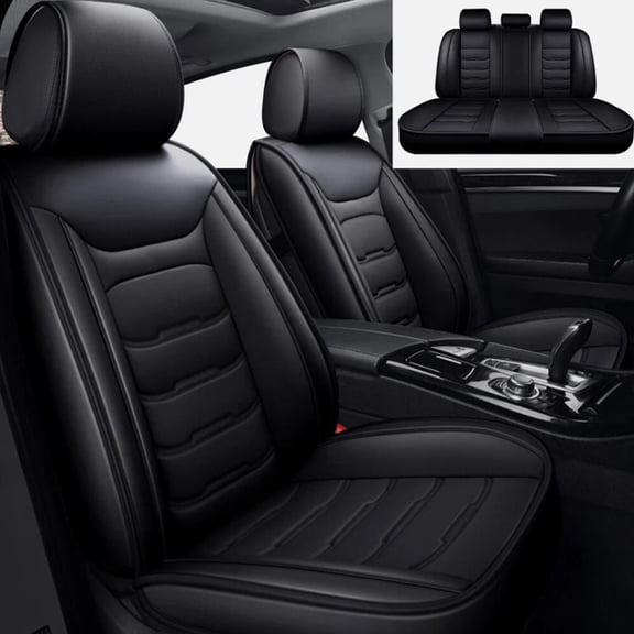 WRWolf Seat Covers Full Set Fit for Toyota Tundra 2008-2024 Leather Seat Covers Waterproof Seat Protectors Automotive Seat Cushion with Airbag Compatible (5 Seats, Black)