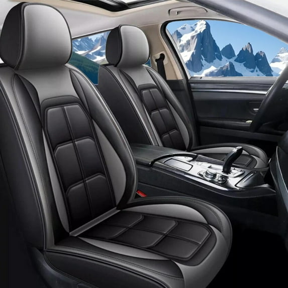 WRWolf Seat Covers for Chevy Trax 2024 2025,Full Set 5 Seats Faux Leather Car Seat Cushion Protector Compatible Airbag (5Seats,Black&Gray)