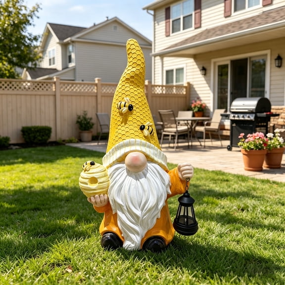 WRXELAN 22.44Garden Gnome Statue with With Bee Decor - Hand-Painted Gnome Decor, Figurine for Yard Patio Porch, for Mom Women Housewarming Christmas
