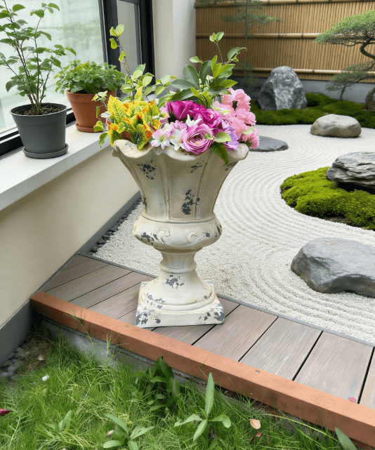 WRXELAN Antique White Planter, Decorative Garden Urn with Drainage Hole, Ready-to-Use Large Plant Pot for Patio, Porch, Lawn, Indoor or Outdoor Gardening, 16.33" Wx16.33 Dx21.45 H