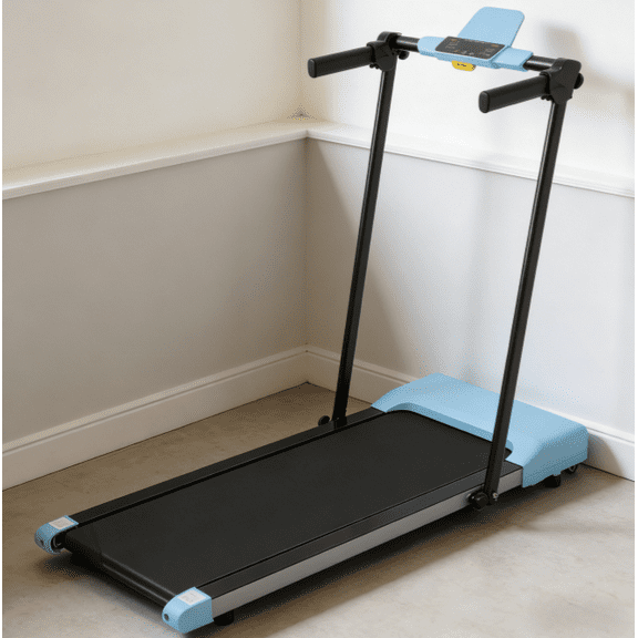 WRXELAN Compact Foldable Electric Treadmill for Home Office, 300lbs Compact Running Treadmill for Small Spaces, Lightweight Folding Treadmills with Handle, Apartment Size 2.5HP