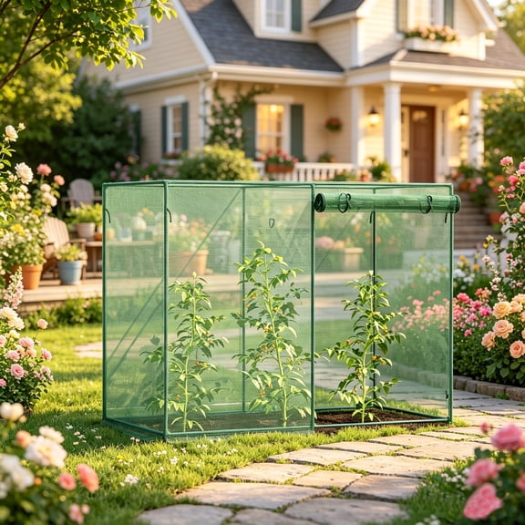 WRXELAN   Crop Cage, Plant Protection Tent with Zippered   Doors for Vegetable Garden, Backyard, Green