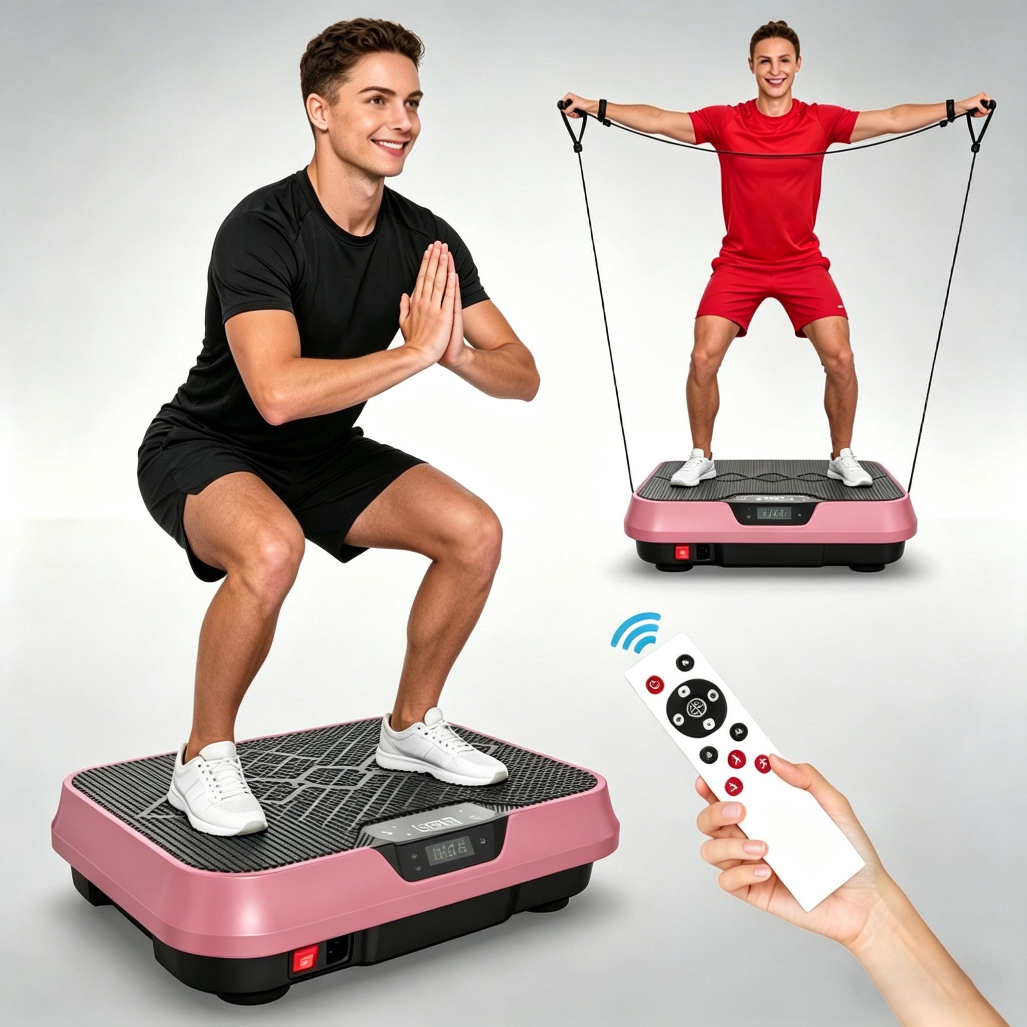 WRXELAN Vibration Plate Fitness Platform Exercise Machine Vibrating Shaking Full Body Shaker Workout  Board Sport for Weight Loss Fat Burner for Gym Home Office, Load-350lb, Rose Red
