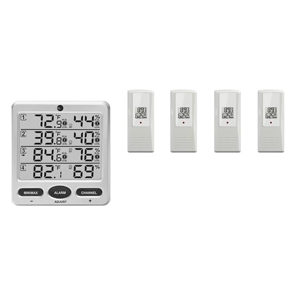 WS-10-X4 Wireless Indoor/Outdoor 8 Channel Thermo-Hygrometer with Four Sensors