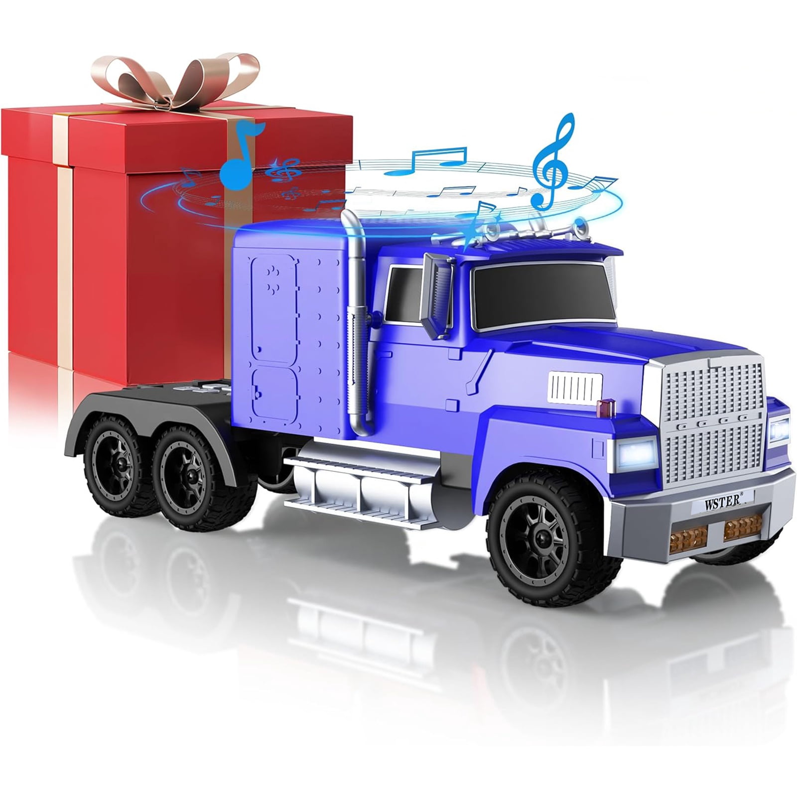 WSTER WS-570 Big Truck Model Bluetooth Speaker with USB TF Card AUX FM Radio TWS Pairing for Home OutdoorBeach Stereo Audio Subwoofers Birthday Gift(Blue)