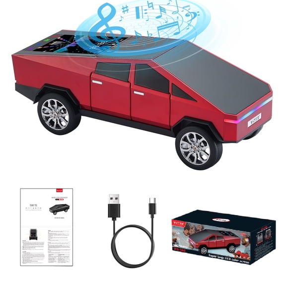 WSTER WS-580 Cybertruck Portable Bluetooth Speaker, Replica Car with Display Screen, HD Sound, BT5.4，TWS, FM , For Home Outdoor Party Beach，The Perfect Gift for Family and Friends