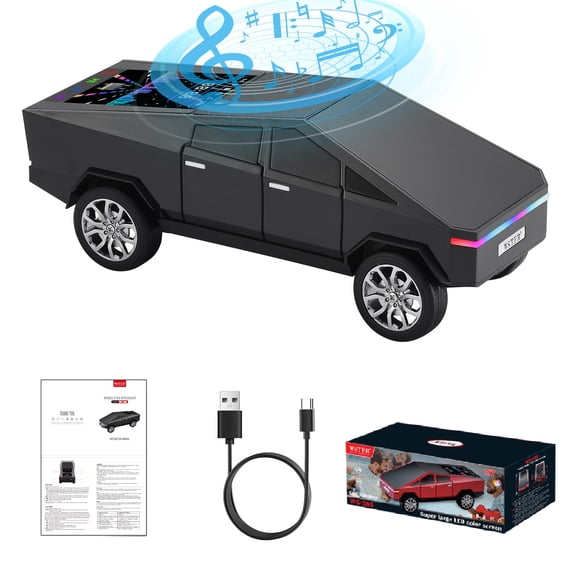 WSTER WS-580 Cybertruck Portable Bluetooth Speaker, Replica Car with Display Screen, HD Sound, BT5.4,TWS, FM , For Home Outdoor Party Beach,The Perfect Gift for Family and Friends