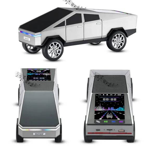 WS-580 Pickup Truck Model Bluetooth Speaker Cybertruck Style Rechargeable Portable Audio with USB TF AUX FM TWS Stereo Sound Great for Indoor Outdoor Parties Perfect Birthday and Father's Day