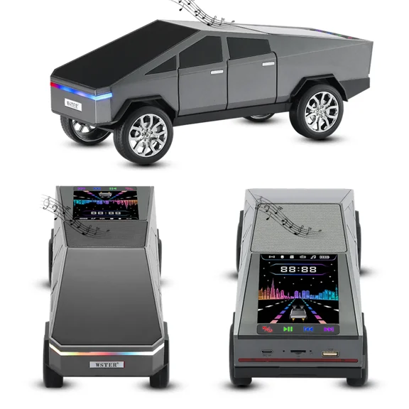 WS-580 Pickup Truck Model Bluetooth Speaker Cybertruck Style Rechargeable Portable Audio with USB TF AUX FM TWS Stereo Sound Great for Indoor Outdoor Parties Perfect Birthday and Father's Day