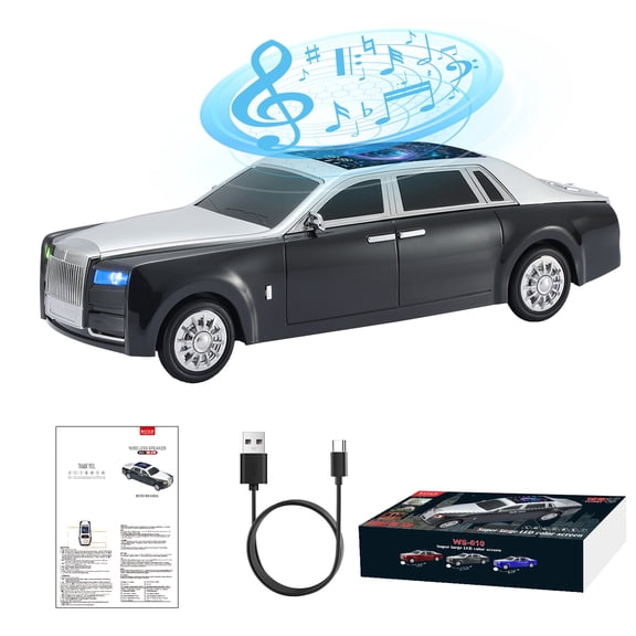 WSTER WS-610 Car Shaped Bluetooth Speaker, 15W Heavy Bass Portable Wireless Speaker with LED Lights, TWS, FM Radio, TF/USB, Bluetooth 5.4 for computer/Desktop ornaments/outdoor/party/Gift