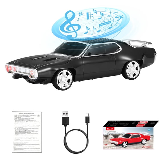 WSTER WS-620 Retro Muscle Car Portable Bluetooth Speaker, 2*5W Heavy Bass Wireless Speaker, Bluetooth 5.4, TWS Pairing, FM Radio, TF/USB, Hands-Free Call,The perfect gift for family and friends