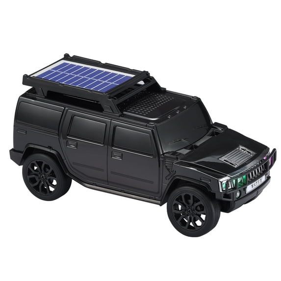 WS-696 Solar Bluetooth Replica Speaker – Portable Modern Off-Road Car Design with HD Sound, TWS, LED Party Light, USB/TF Playback, FM, Built-in Microphone, Surprise Gift(Black)