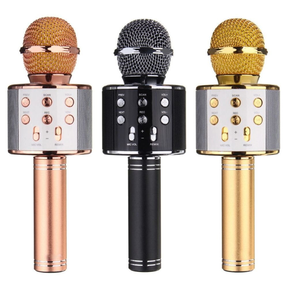 WS-858 Grabación de micrófono de karaoke inalámbrico Bluetooth 3 en 1  Micrófono portátil de mano Máquina de altavoz Reproductor de música  Grabadora