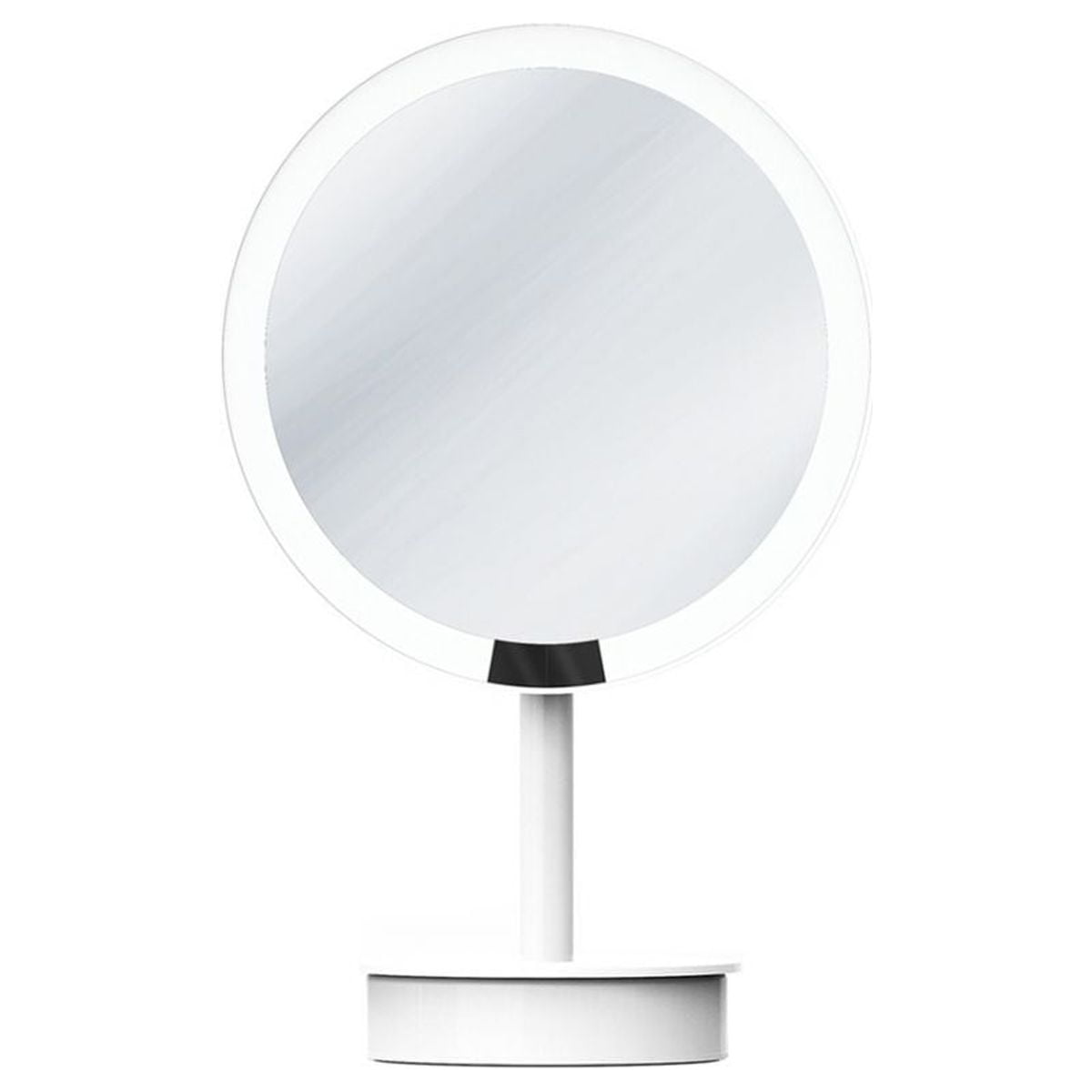 Luna 8.5" Matte White LED Lighted Freestanding Magnifying Mirror