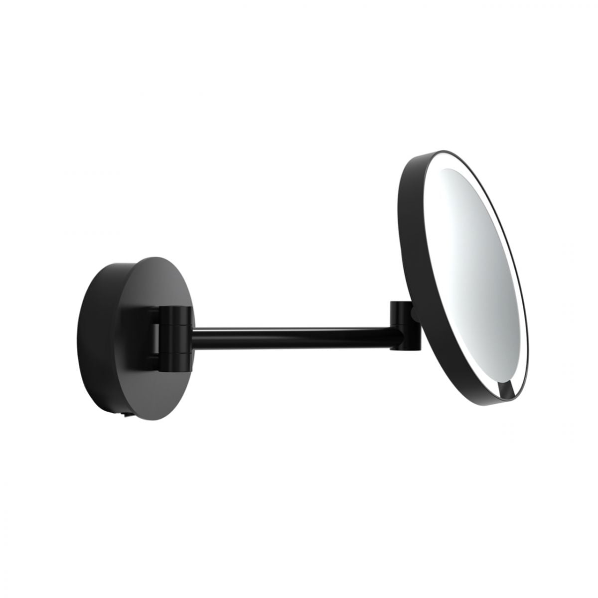 Luxe 8.5" Matte Black LED Lighted Magnifying Wall Mirror