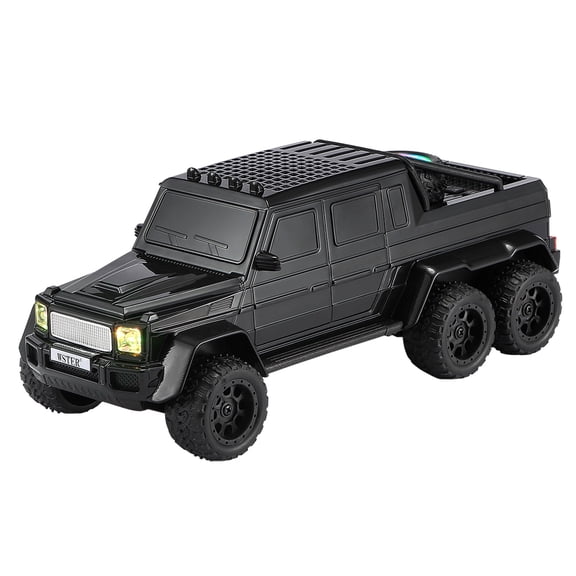 WS-G63 6-Wheel Pickup Truck Replica Bluetooth Speaker – HD Sound, FM Radio, TWS Stereo Pairing, LED Party Lights, USB/TF Playback, Built-in Mic – Portable for Outdoors & Home (Black)