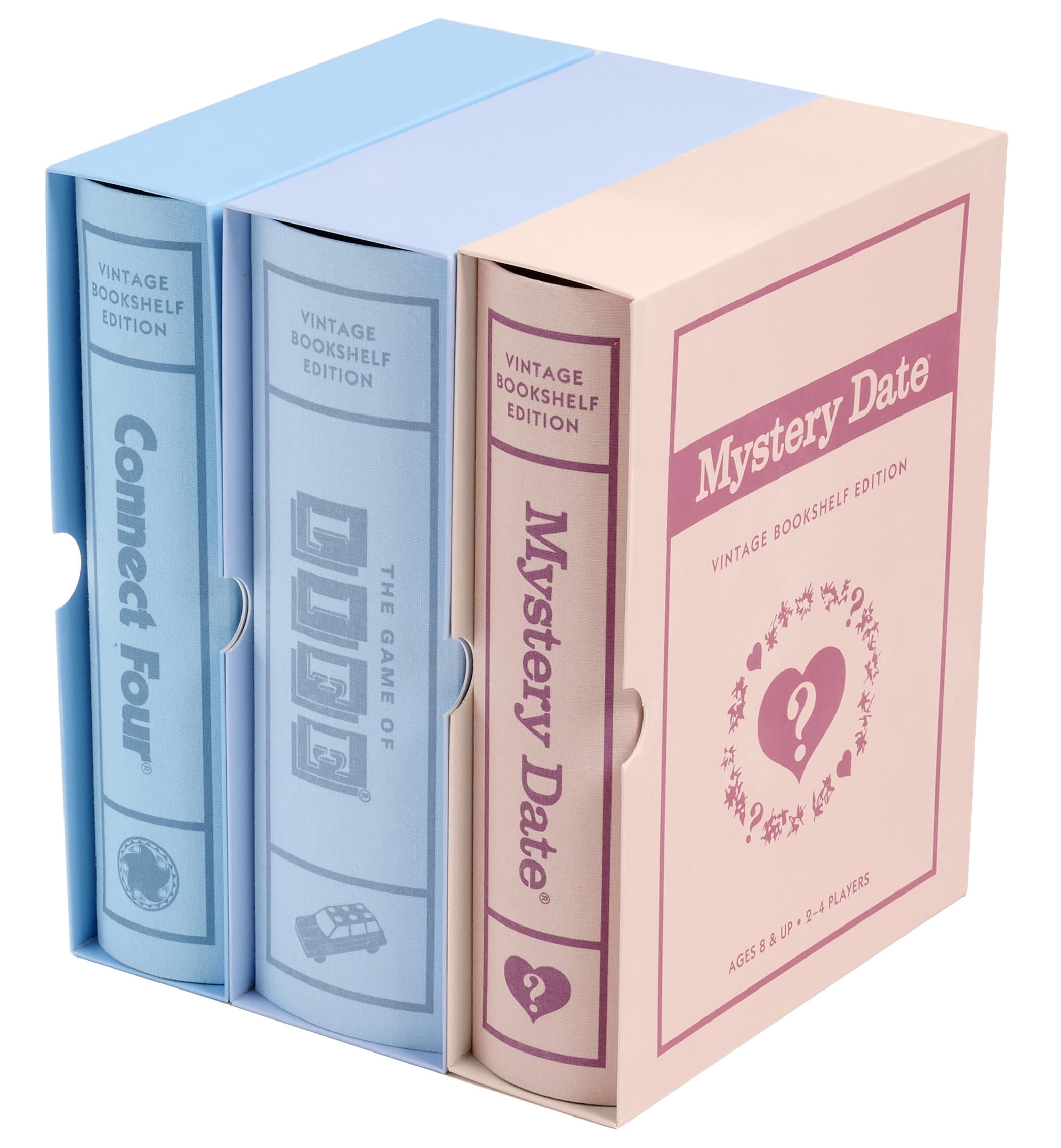 WS Game Company Connect Four, The Game of Life, and Mystery Date Vintage Board Game Bookshelf Collection