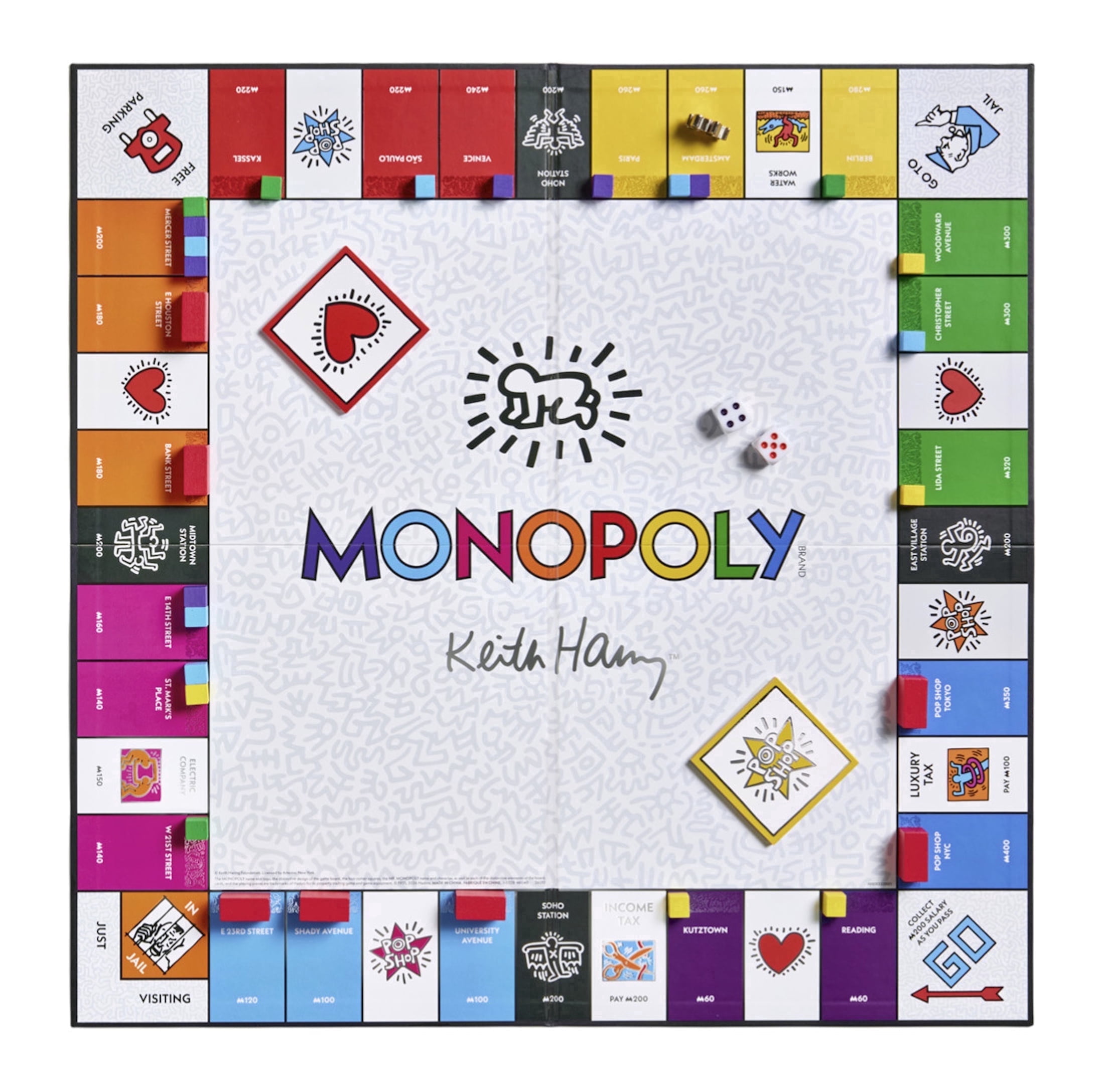 WS Game Company Keith Haring Monopoly – Pop Shop 40th Anniversary Edition – Premium Art-Wrapped Collector’s Board Game – Featuring Iconic Art, Custom Metal Tokens, and Dancing Figure Pieces