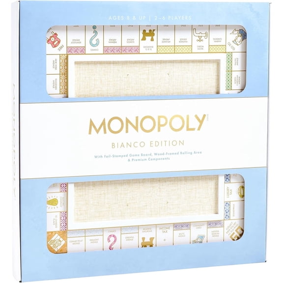 WS Game Company Monopoly Deluxe Bianco Edition Wooden Board Game for Families & Kids