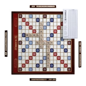 WS Game Company Scrabble Giant Deluxe Edition with Rotating Wooden Board Game