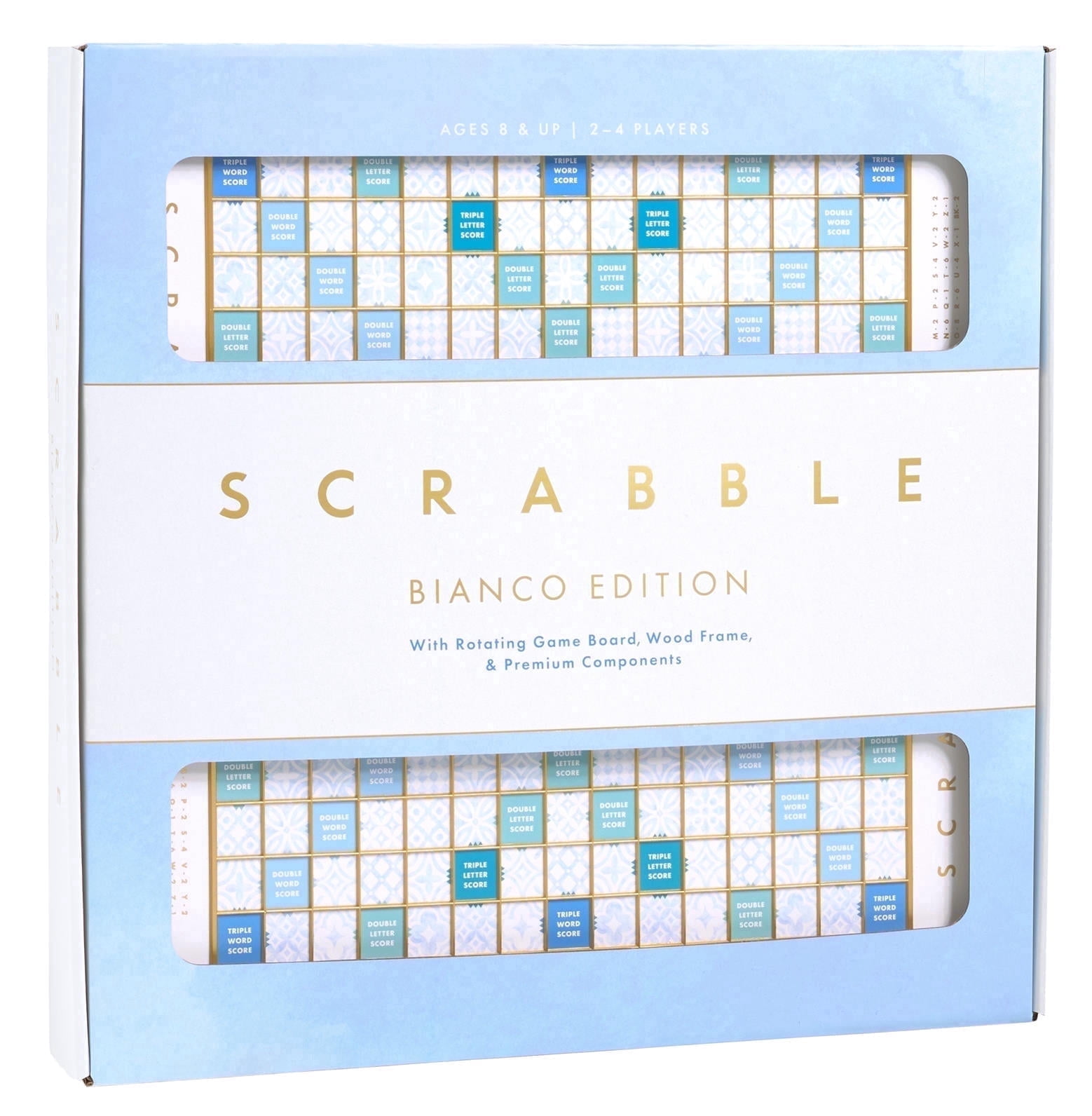 WS Game Company Scrabble Bianco Edition with Rotating Wooden Board