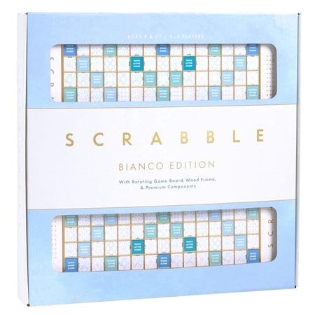 WS Game Company Scrabble Bianco Edition with Rotating Wooden Board