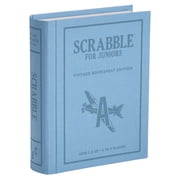 WS Game Company Scrabble Junior Vintage Bookshelf Edition   2-Sided Board Grows with Your Child   Fabric Wrapped Book Storage Word Game for Ages 5 and Up