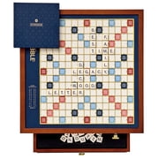 WS Game Company Scrabble Legacy Edition Deluxe Rotating Cherry Wood Cabinet with Integrated Storage, Raised Tile Grid and Cast Resin Letter Tiles | Premium Collector's Game Set for 2-4 Players