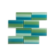 WS Tiles - Hand Painted Blue/Green 3 in. x 6 in. Glass Subway 12 in. x 12 in. Mesh-Backed Wall Tile (5 sq. ft. / Case)