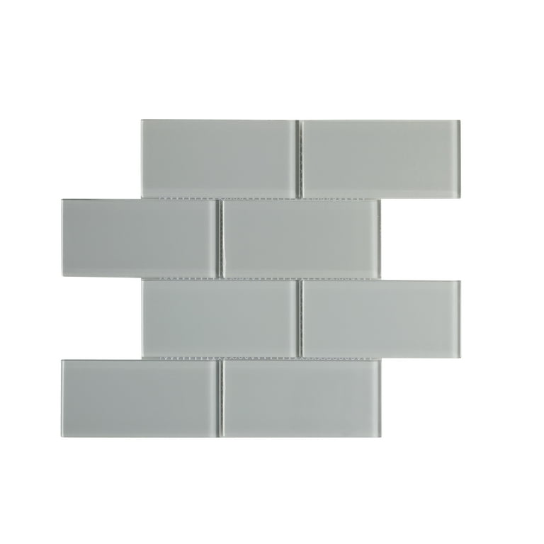 WS Tiles - Premium Soft Gray 3 in. x 6 in. Glass Subway 12 in. x 12 in. Mesh-Backed Wall Tile (5 sq. ft. / Case) WS Tiles - Premium Soft Gray 3 in. x 6 in. Glass Subway 12 in. x 12 in. Mesh-Backed Wall Tile (5 sq. ft. / Case)