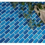 WS Tiles - Swimming Pool Beachside Blue 12 in. x 12 in. Linear Glass Mosaic Pool & Wall Tile (5 sq. ft / Case)