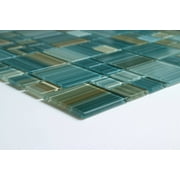 WS Tiles - Swimming Pool Series 1" and 2" Glass Mosaic Tile in Lagoon Green - 8 square feet carton