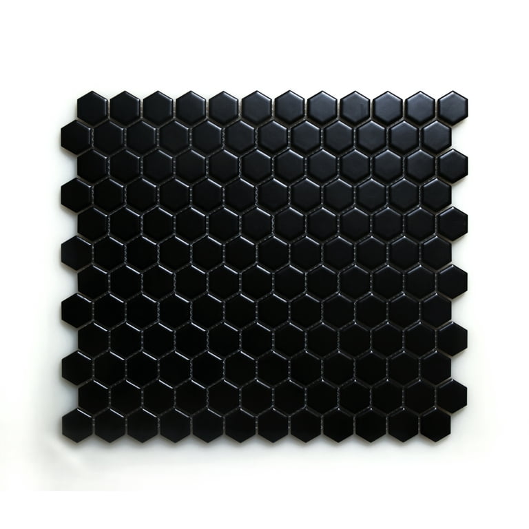 Hex Matte Black Porcelain Mosaic Wall and Floor Tile - 2 x 2 in. Hex Matte Black Porcelain Mosaic Wall and Floor Tile - 2 x 2 in.