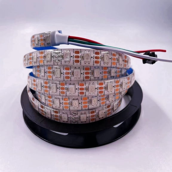 WS2812B LED Light Bar Can Be Individually Addressable Programmable 16.4FT 60Pixels/ m300Pixels Flexible White PCB Full Color IP65 DIY Project DC5V