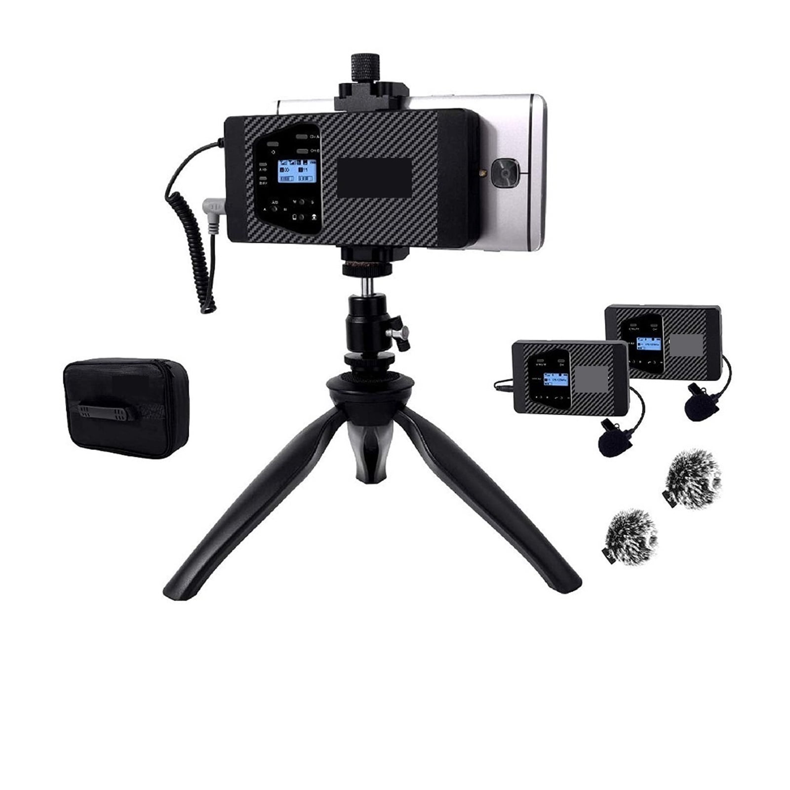 WS60 UHF Dual-channel Wireless Lapel Microphone With Phone Clip Lavalier Mic ,Easy to Operate