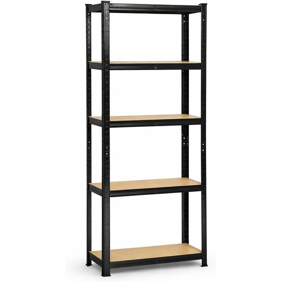WSA 5-Tier Heavy Duty Shelves Metal Shelving Pack of 1 Adjustable Garage Storage Rack Boltless Steel Shelves Warehouse Organizer for Basement Pantry & Garage, Black (70.8" H x 35.4" W x 15.7" D)