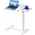 thumbnail image 1 of WSA Overbed Table with Wheels, Adjustable Height Rolling Laptop Desk for Bed & Sofa, C-Shaped Mobile Bedside Table with Side Tray & Cup Holder, Hospital & Home Use Workstation (Black), 1 of 6