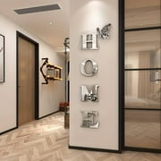 WSBArt 1 Set Wall Decor Home Letter Signs Acrylic Mirror Wall Stickers Wall Decorations for Living Room Bedroom Home Decor Wall Decals (Silver, 39.37" X 13.74")