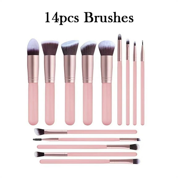WSBArt 14 piece professional beginner makeup brush set, Pink makeup brushes 14pcs , makeup series set, full face makeup kit blush cosmetic makeup tool