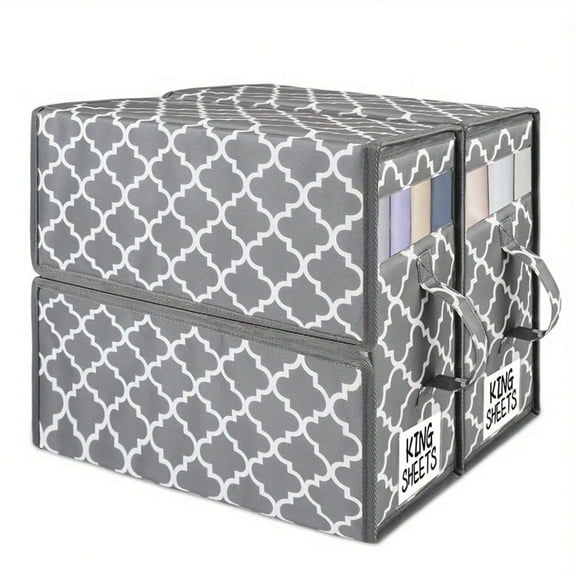 WSBArt 1PC Bed Sheet Storage Box, Large 20L Capacity Fabric Organizer for Bedding Sets, Durable Canvas Closet Storage Bin for Linens, Blankets, and Towels