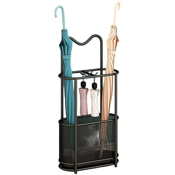WSBArt 1Pc Metal Umbrella Bucket for Door - Hanging Umbrella Holder with Sturdy Construction - Durable Indoor and Outdoor Umbrella Stand for Entryway, Porch, or Hallway (Black)