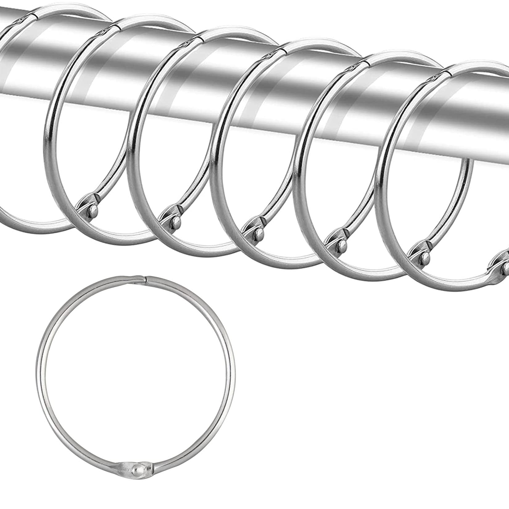 Silver Metal Rustproof Shower Curtain Rings Set of 24