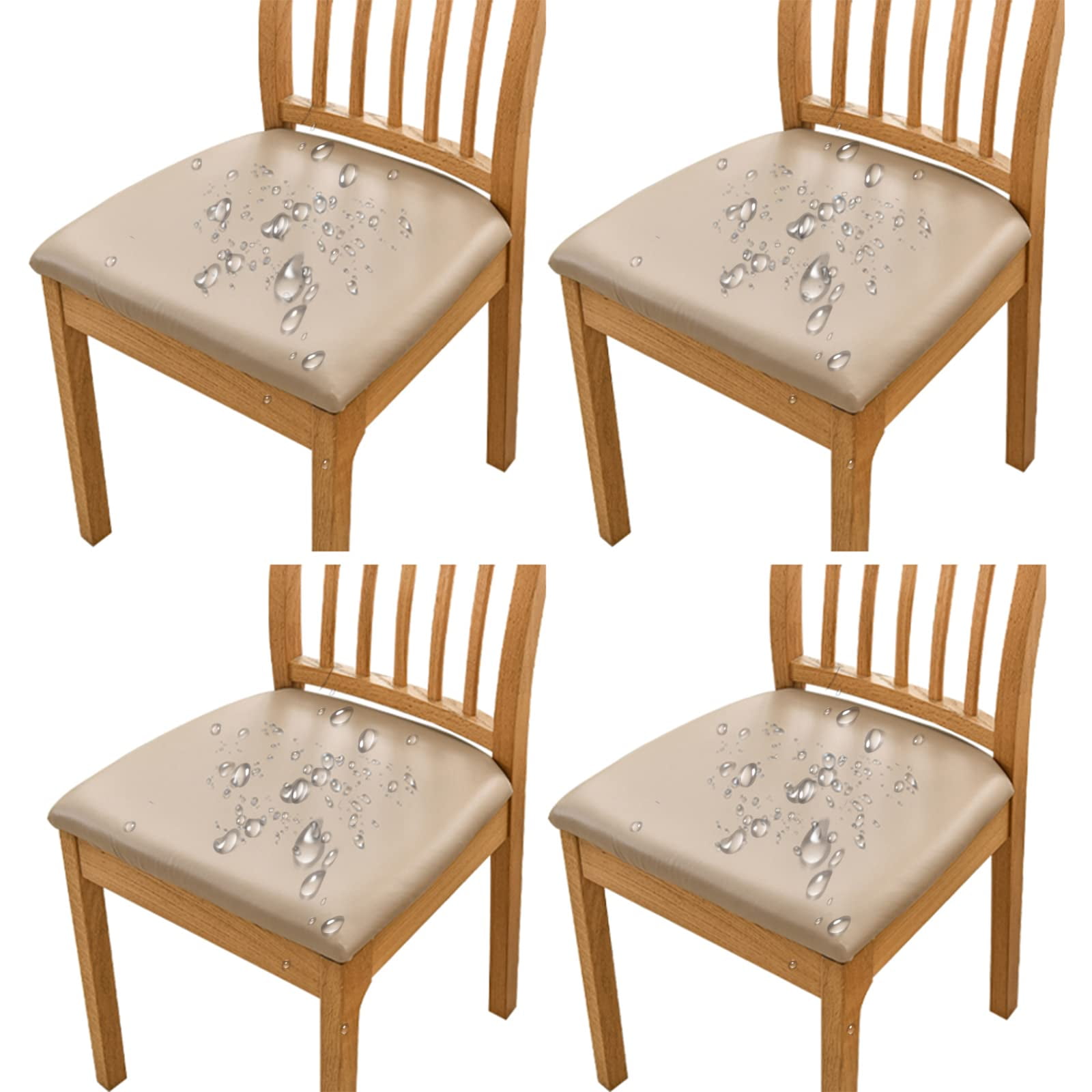 WSBArt 4 Pack Waterproof PU Leather Seat Covers for Dining Chairs