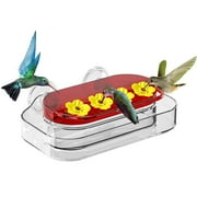 WSBArt Window Hummingbird Feeders with Strong Suction Cups, Plastic Humming Bird Feeder with 4 Feeding Ports, Easy to Clean and Refill, 10 Ounces