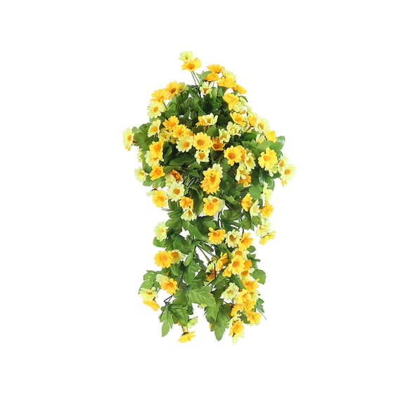 WSBDENLK 12-prong Artificial Daisys Hanging Flowers For Outdoors No Fade Faux Silk Daisys Flower For Front Door Porch Patio Yard Garden