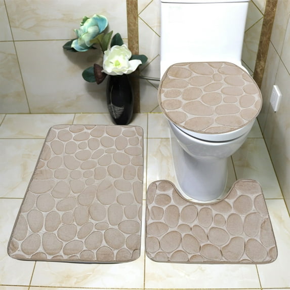 WSBDENLK Bathroom Rug Sets Clearance 3-Piece Bathroom Carpet, Super Soft Non Slip Bathtub Carpet and Absorbent Bath Mat, Bathroom Carpet, Plush Bath Mat for Bathroom Bathroom Set